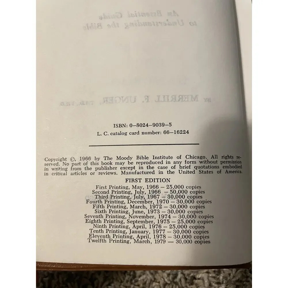 Unger's Bible Handbook Moody Press Book First Edition Twelfth Printing 1979